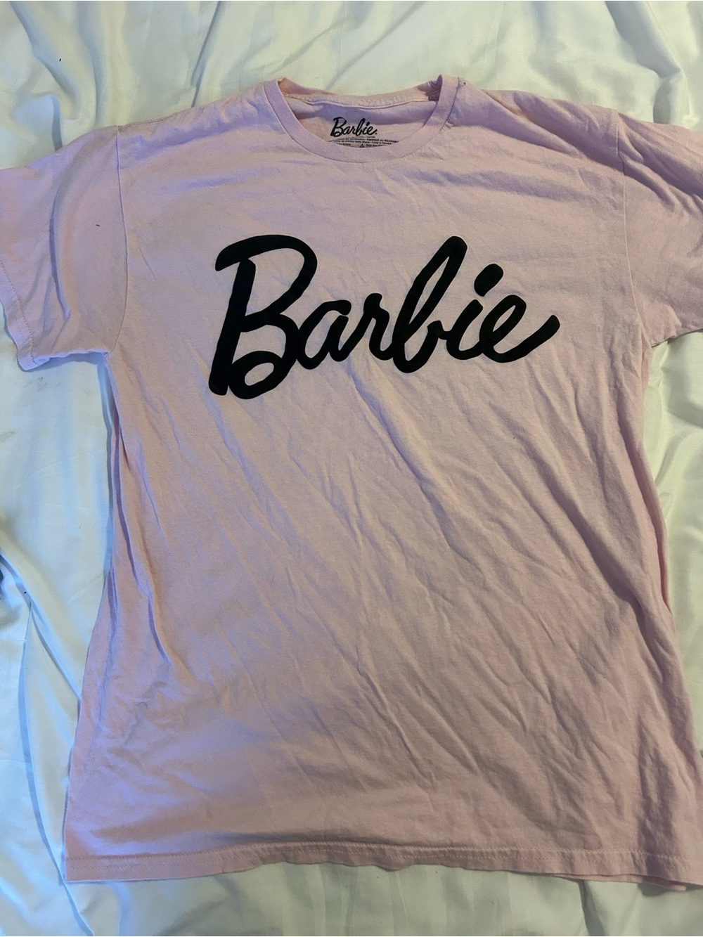 Barbie Light Pink Tee with Black Script Logo